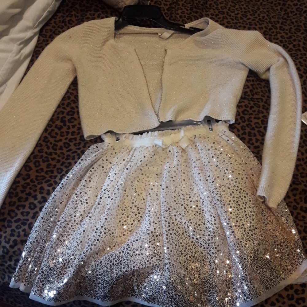 Skirt with cardigan sweater